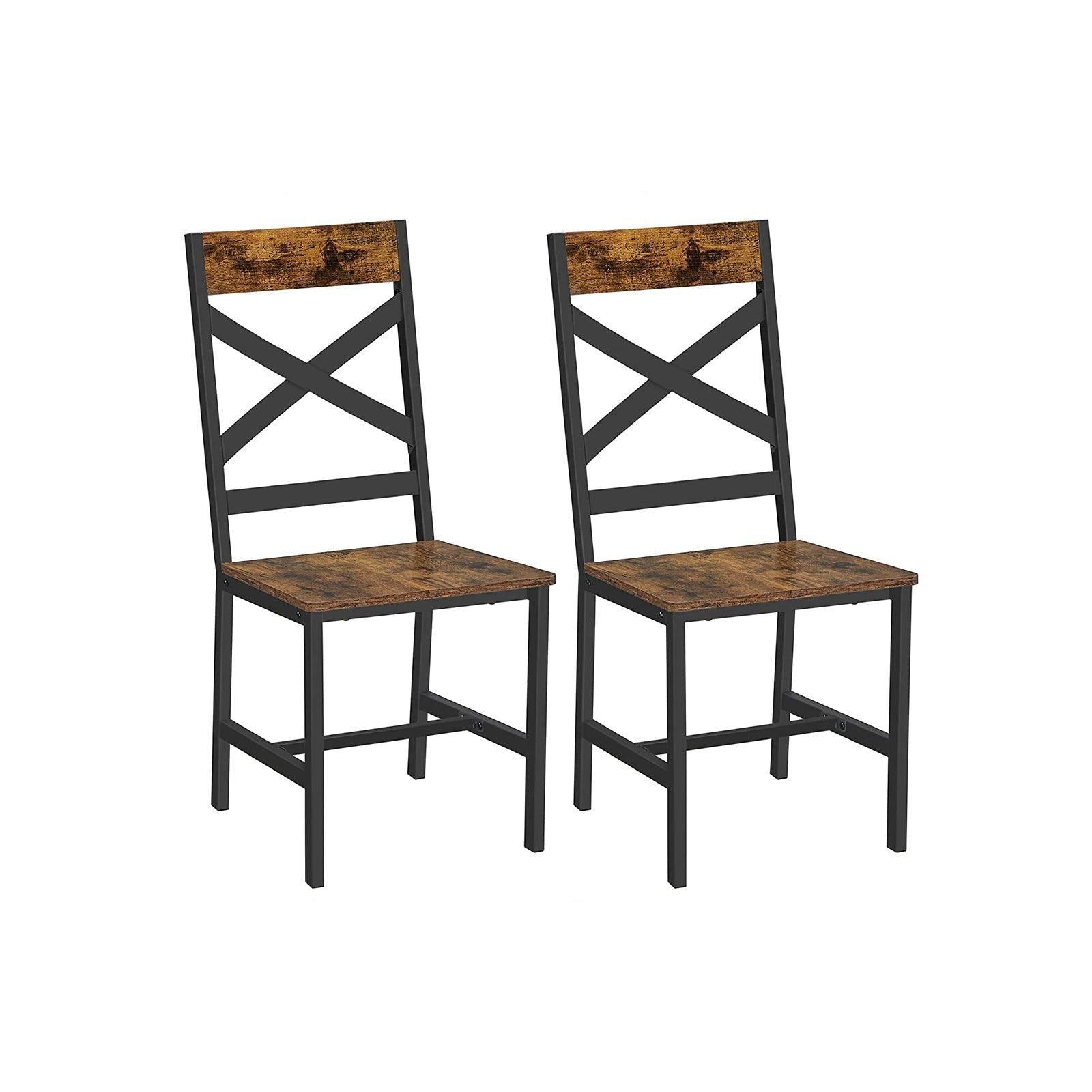 Industrial Brown Dining Chairs Sets with Backrest FredCo