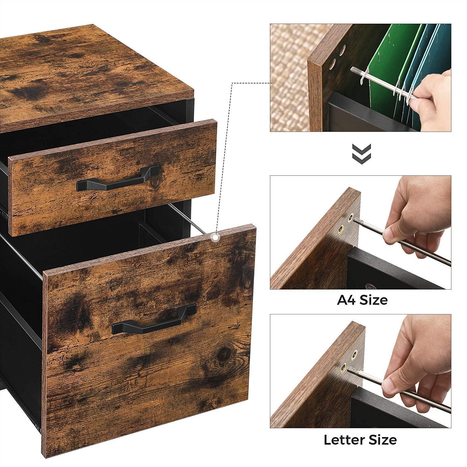 Industrial Brown File Cabinet with 2 Drawers FredCo