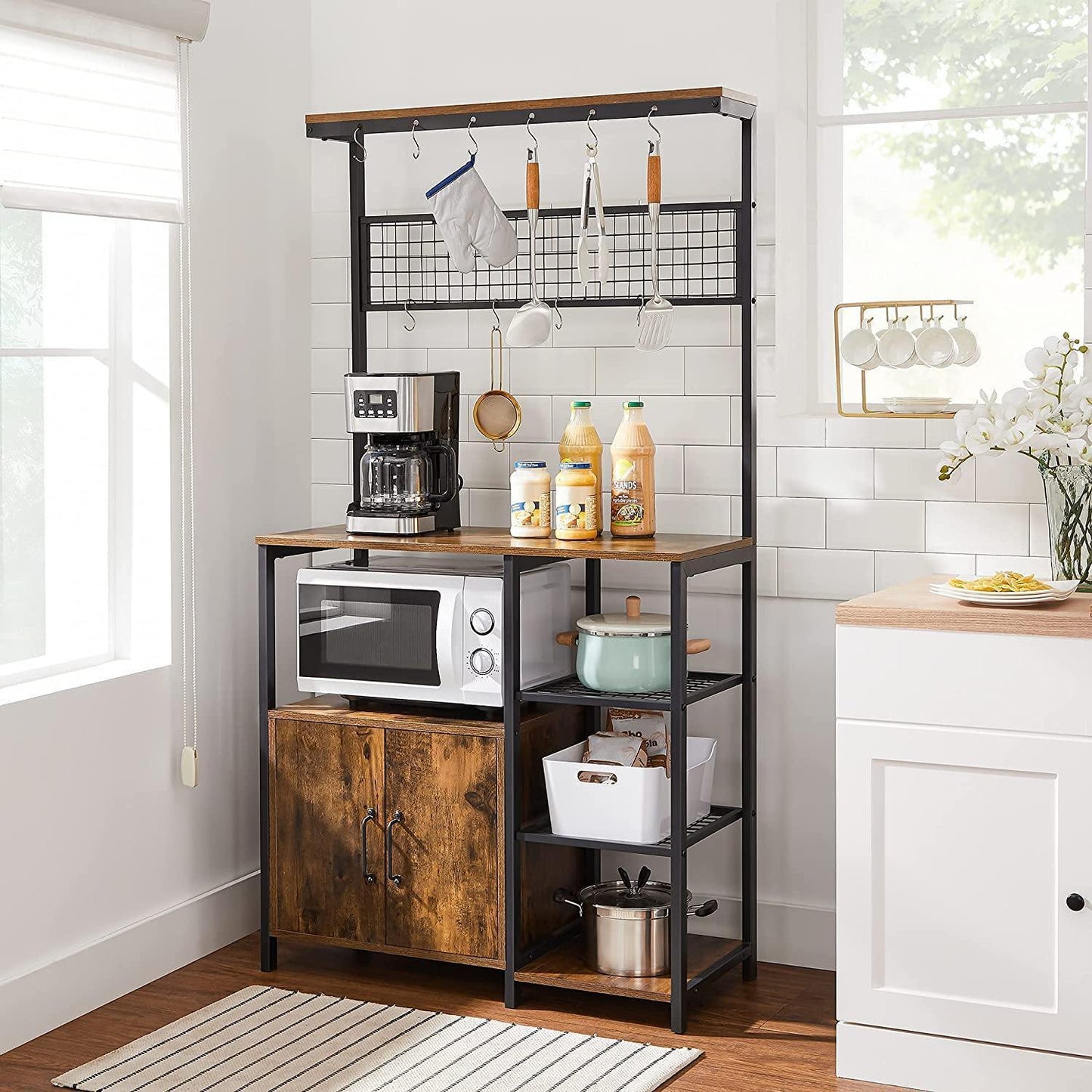 Industrial Brown Kitchen Baker's Rack with Cabinet FredCo