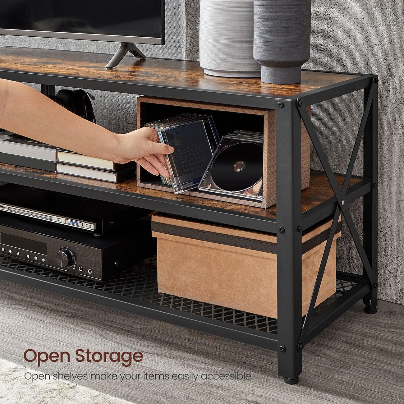 Industrial Brown Large TV Console Entertainment Center FredCo