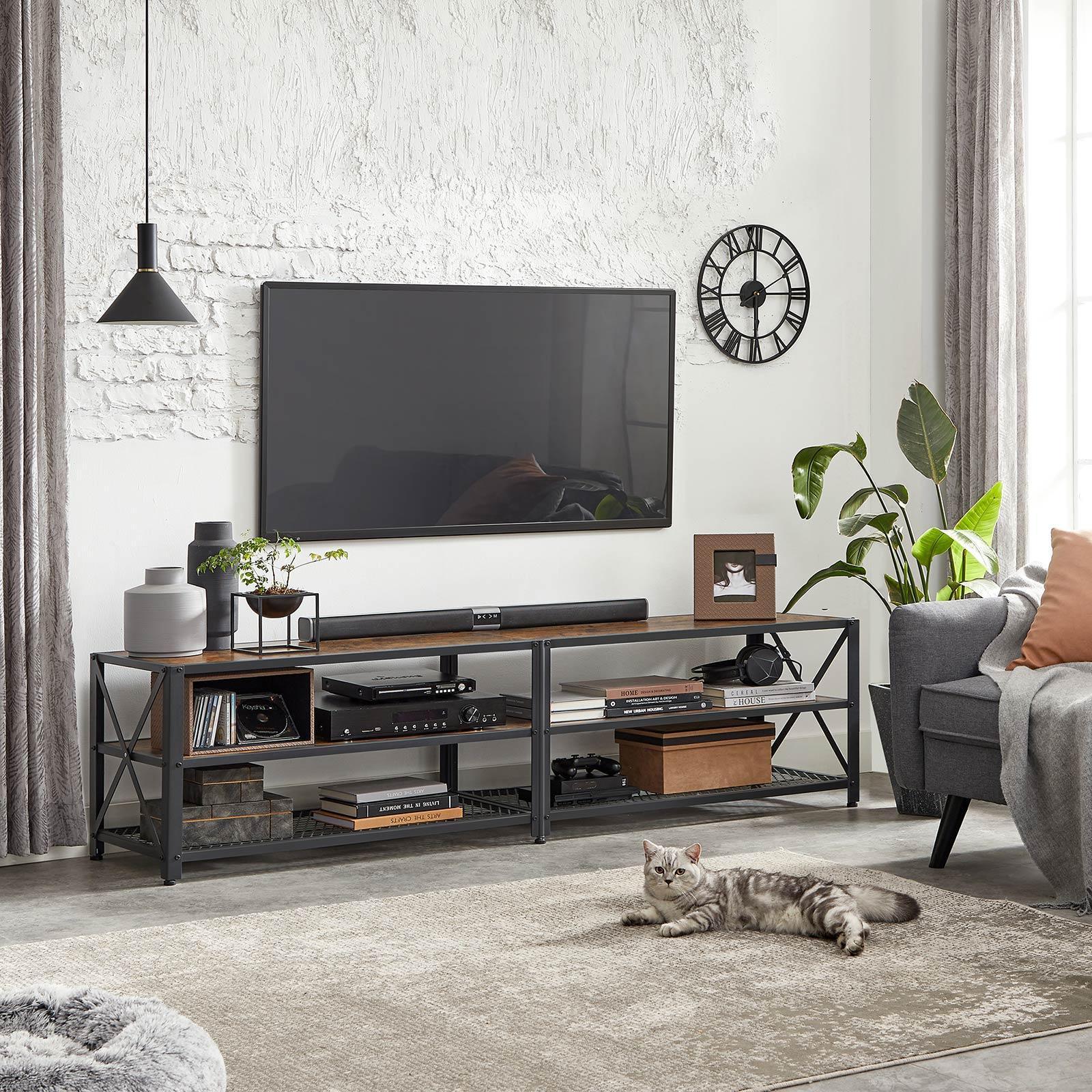 Industrial Brown Large TV Console Entertainment Center FredCo