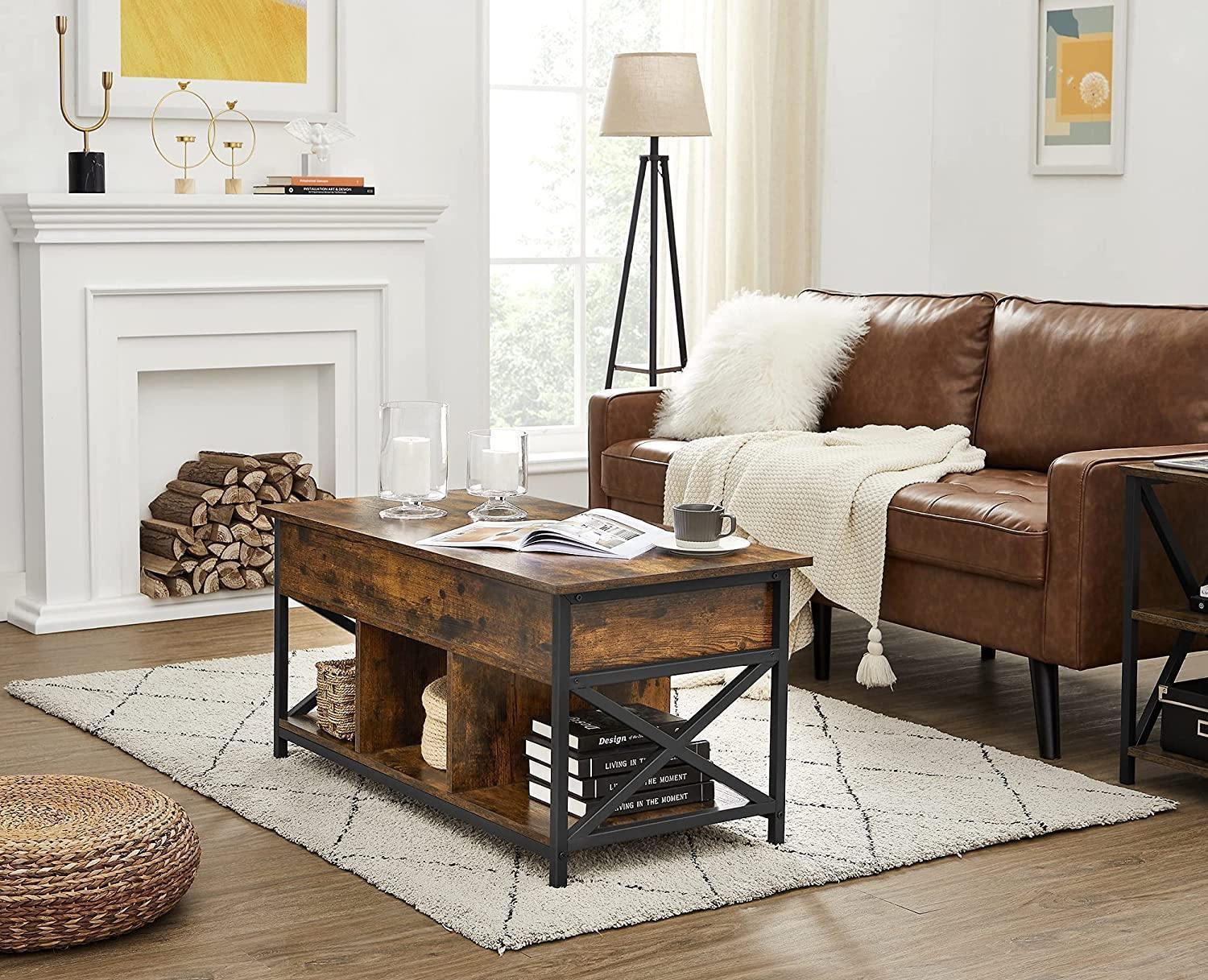 Industrial Brown Lift Top Coffee Table FredCo