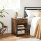 Industrial Brown Nightstand on Wheels with Lifting Top FredCo