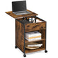 Industrial Brown Nightstand on Wheels with Lifting Top FredCo
