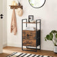 Industrial Brown Nightstand with Shelf & 2 Fabric Drawers FredCo