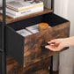 Industrial Brown Nightstand with Shelf & 2 Fabric Drawers FredCo