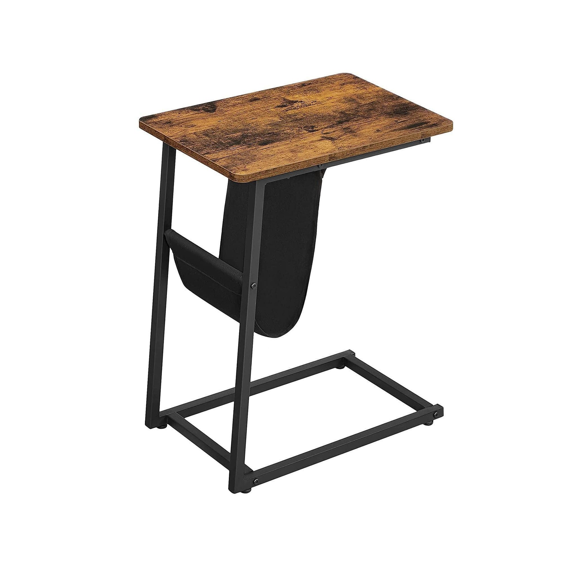 Industrial Brown Side Table with Magazine Holder FredCo
