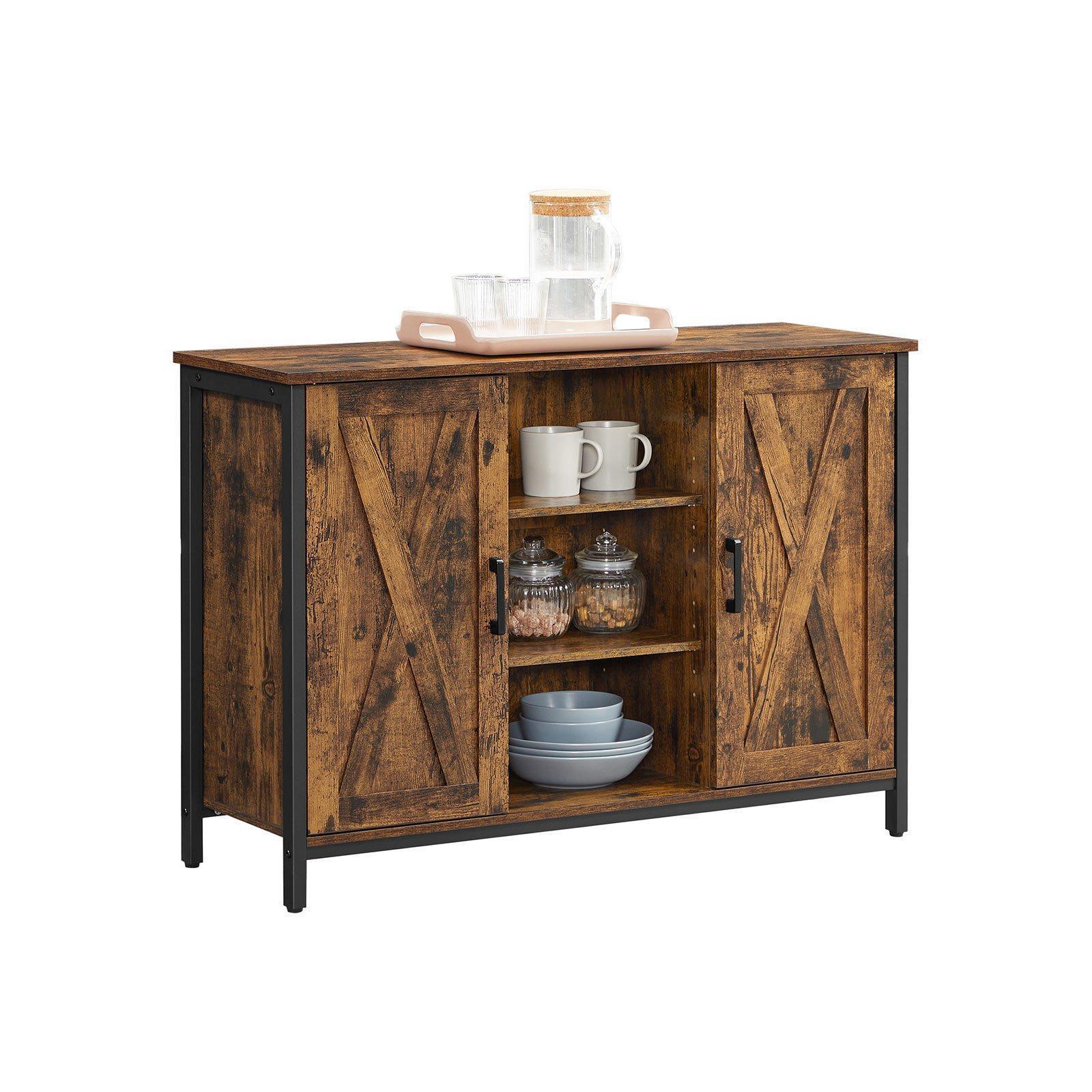 Industrial Brown Sideboard with Cabinet for Kitchen FredCo