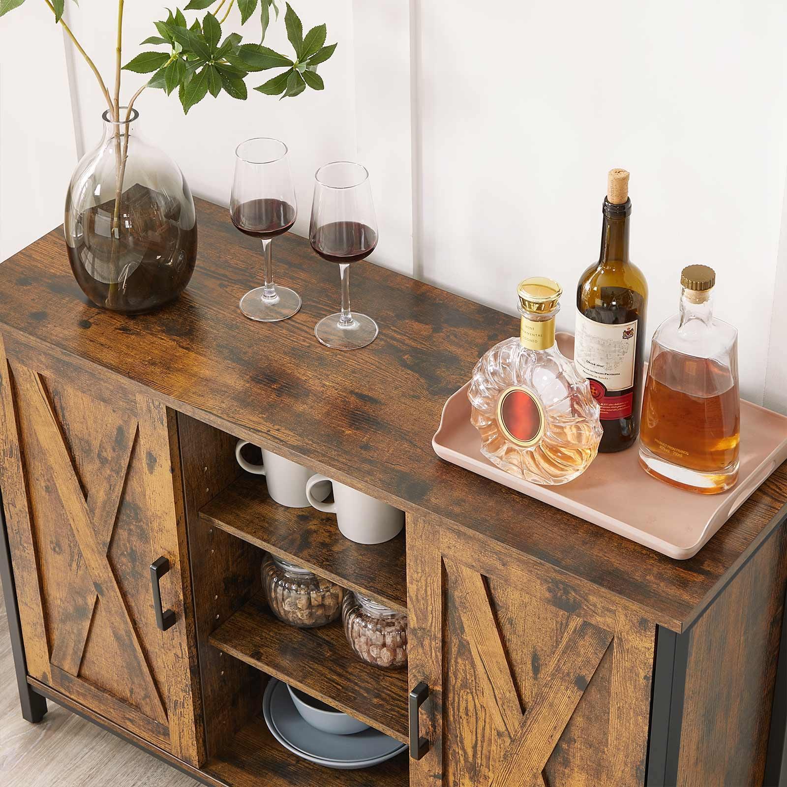 Industrial Brown Sideboard with Cabinet for Kitchen FredCo