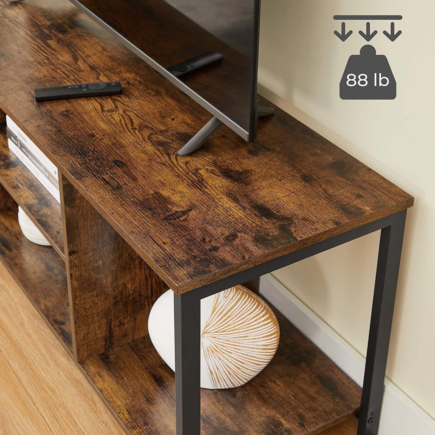 Industrial Brown TV Console Unit with Shelving FredCo