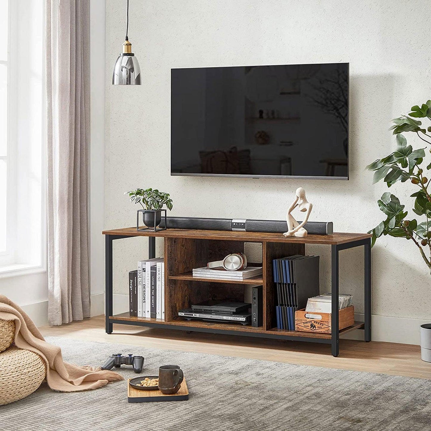 Industrial Brown TV Stand with Shelving FredCo
