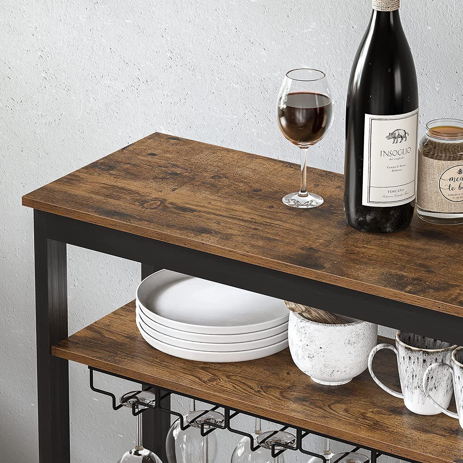 Industrial Brown Wine Rack with Glass Holder FredCo