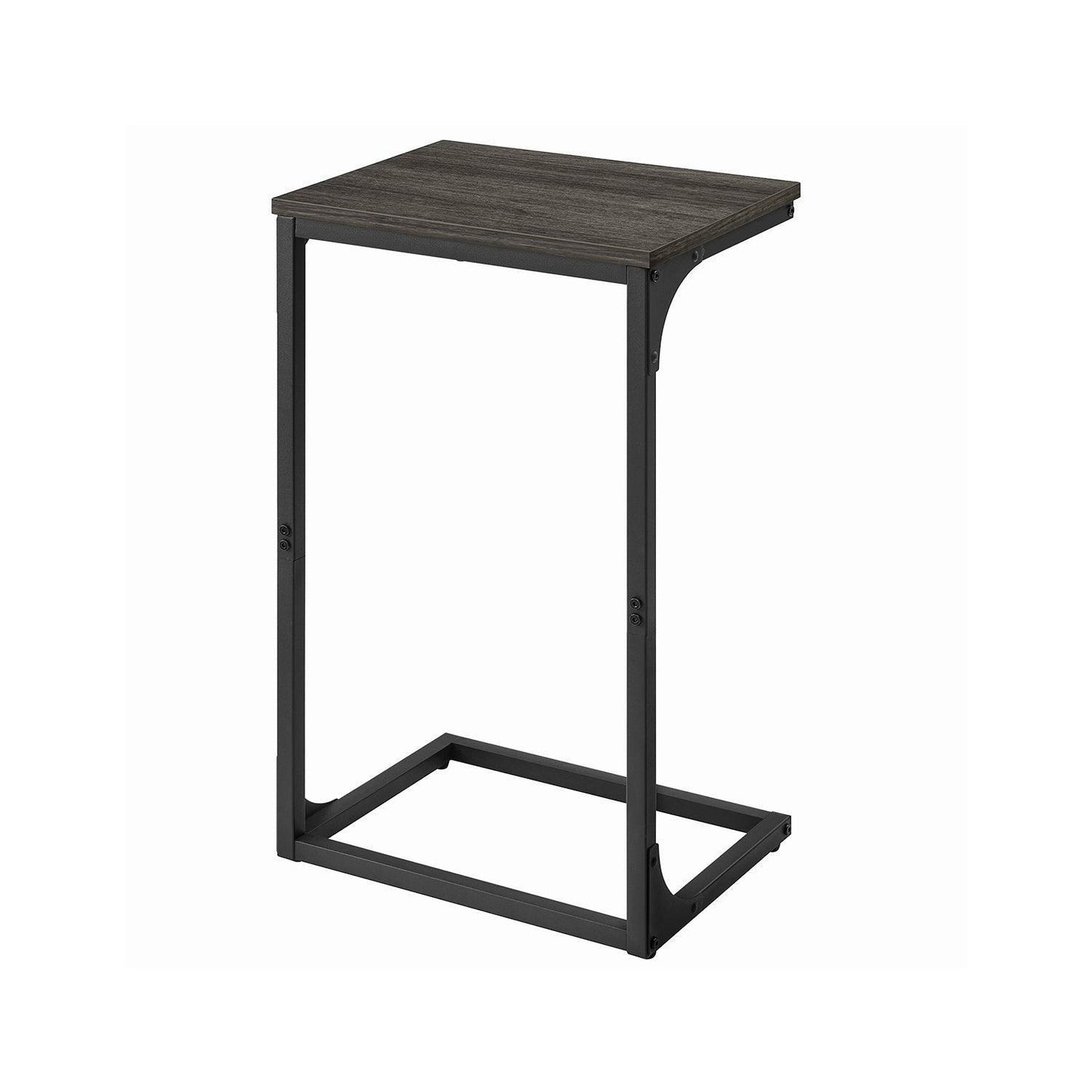 Industrial C-Shaped Side Table, Oak Finish and Black FredCo