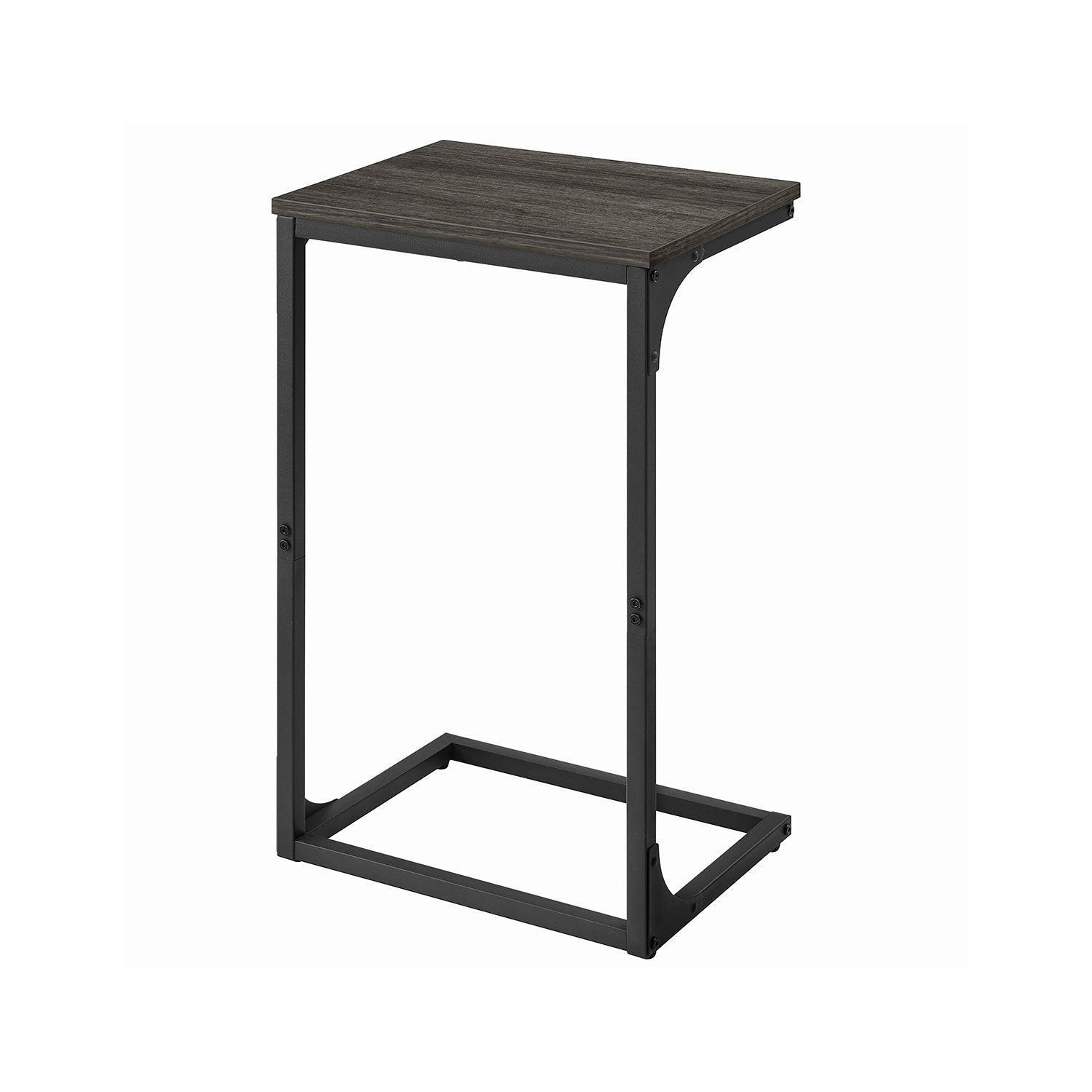 Industrial C-Shaped Side Table, Oak Finish and Black FredCo