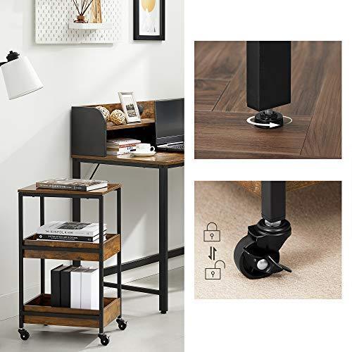 Industrial Computer Desk with 3-Tier Storage Cart FredCo