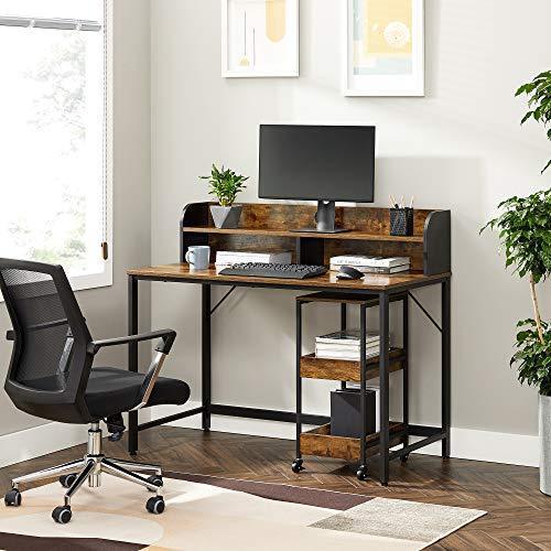 Industrial Computer Desk with 3-Tier Storage Cart FredCo