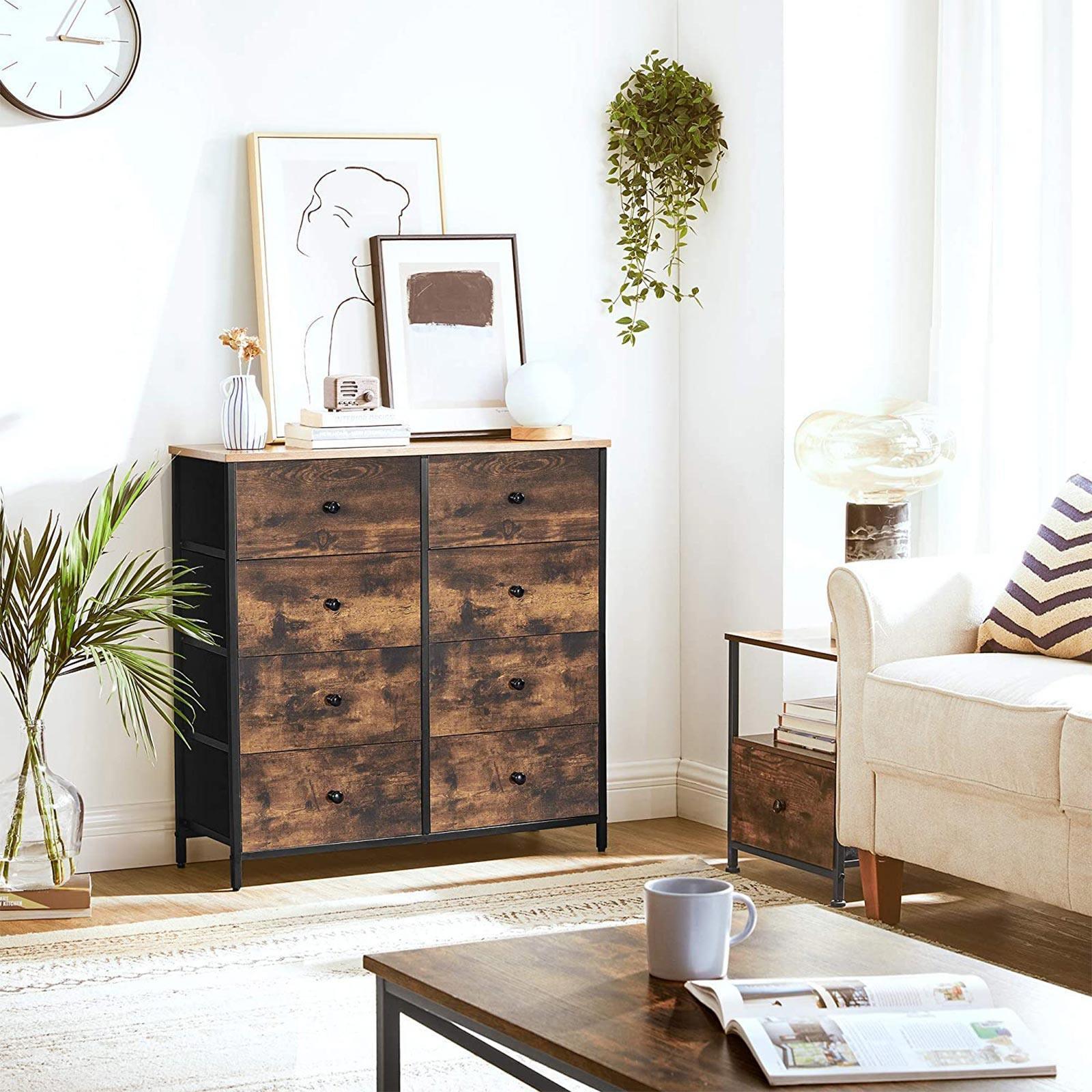 Industrial Dresser Storage Tower Brown 8 Drawer FredCo