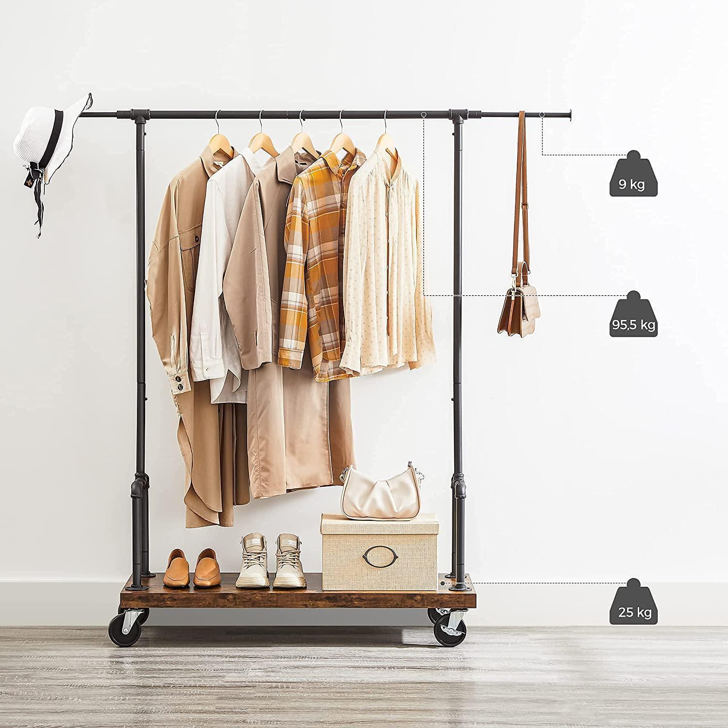 Industrial Garment Rack on Wheels with Extendible Rail FredCo