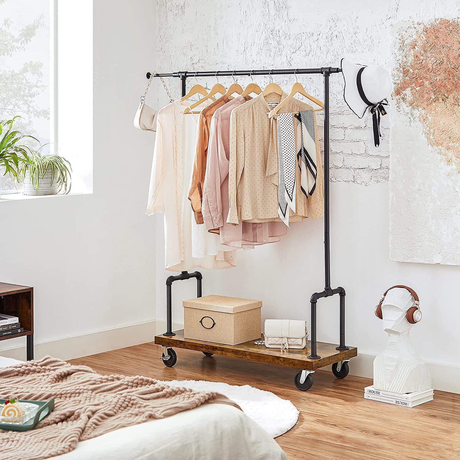 Industrial Garment Rack on Wheels with Extendible Rail FredCo