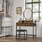 Industrial Makeup Vanity with Oval Mirror FredCo
