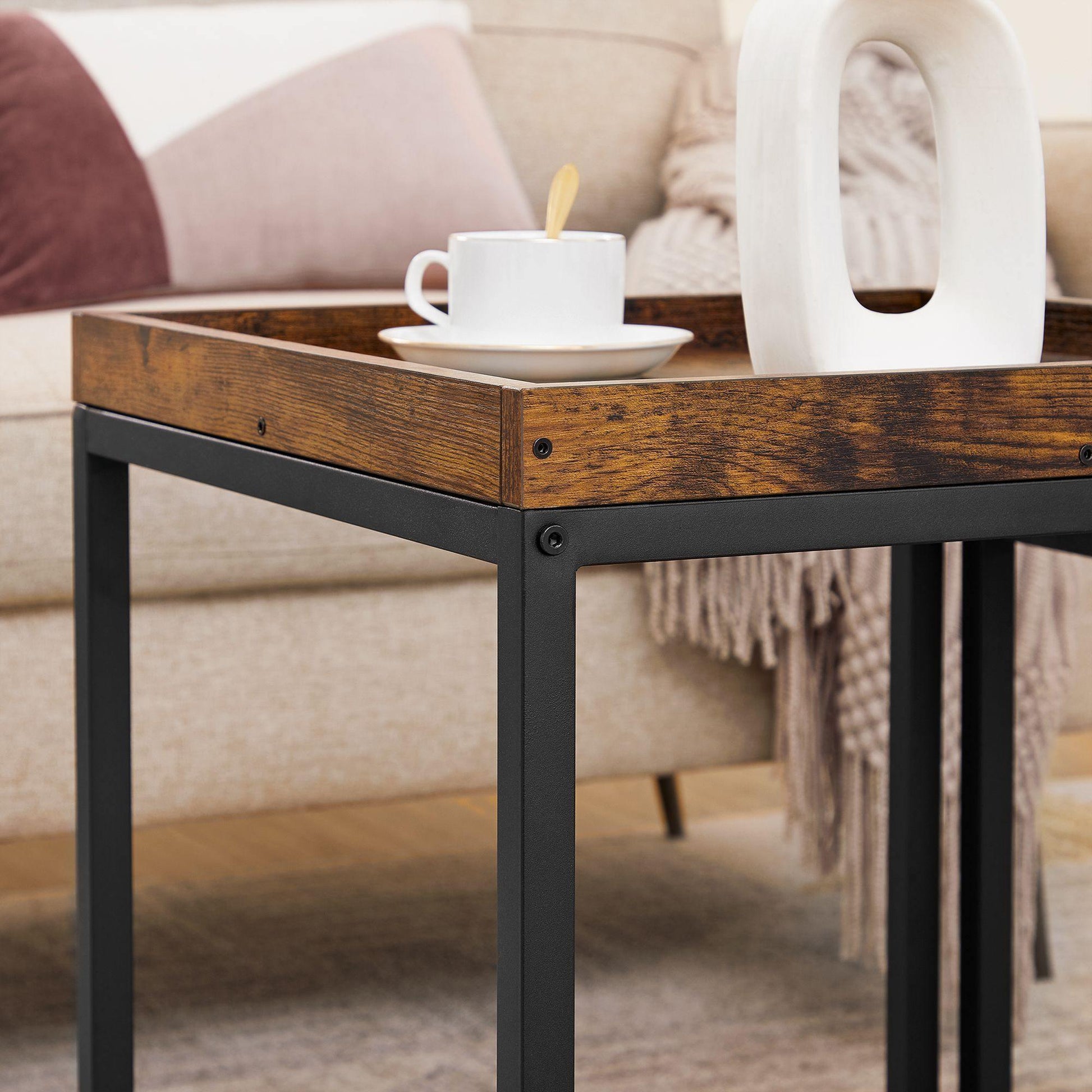 Industrial Nesting Tables Rustic Brown and Black FredCo