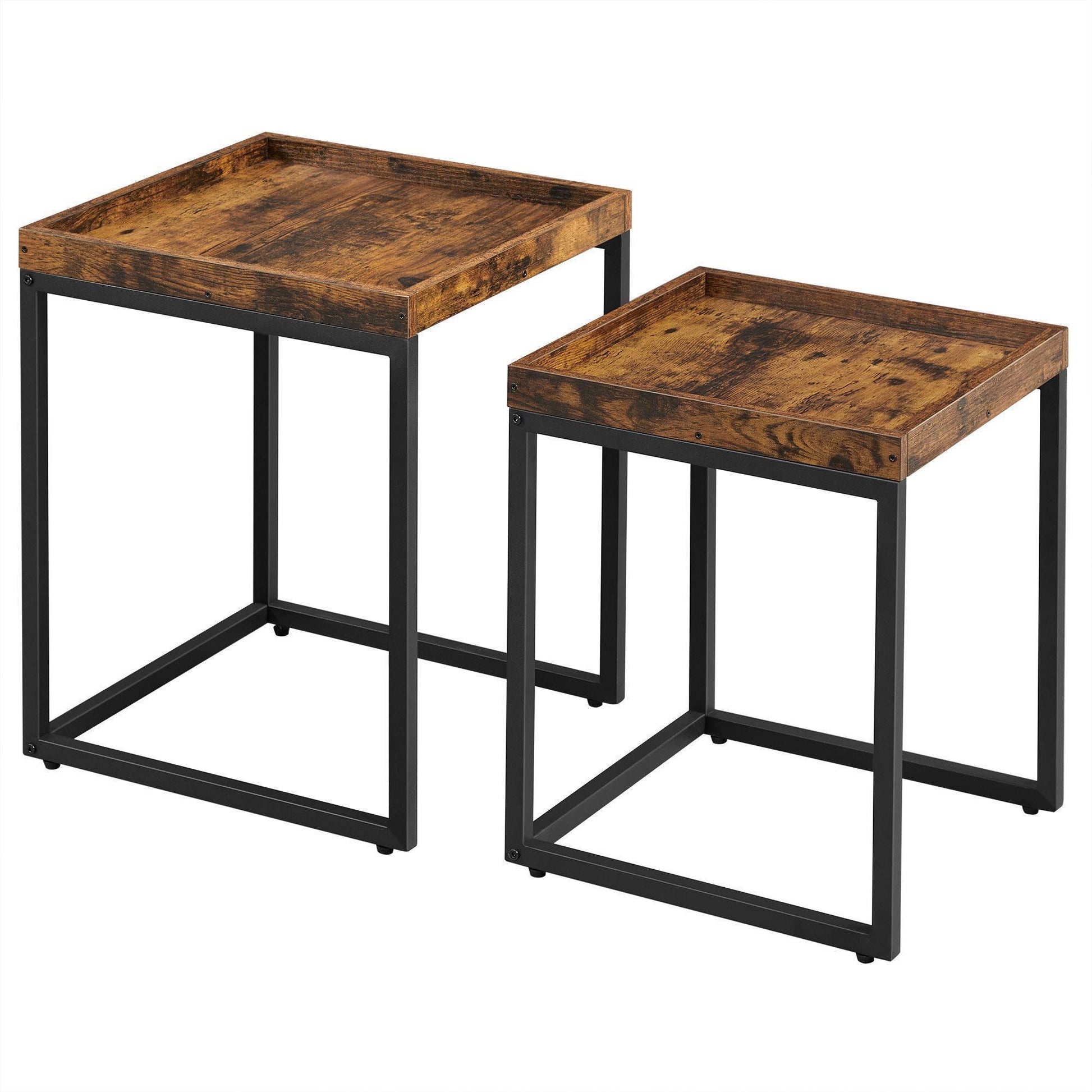 Industrial Nesting Tables Rustic Brown and Black FredCo