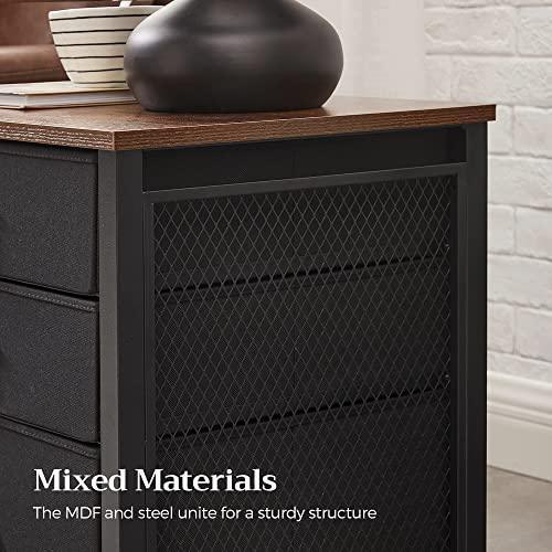 Industrial Nightstand with 3 Fabric Drawers FredCo