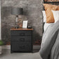 Industrial Nightstand with 3 Fabric Drawers FredCo
