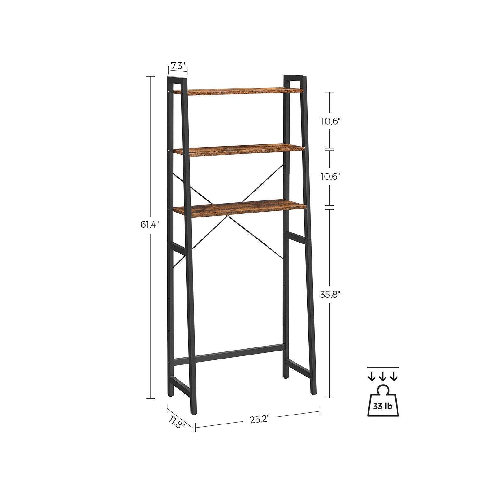 Industrial Over-the-toilet Storage Rack with 3 Shelves FredCo
