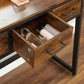 Industrial Rustic Brown & Black Makeup Vanity Table Set FredCo