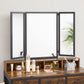 Industrial Rustic Brown & Black Makeup Vanity Table Set FredCo