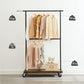 Industrial Rustic Brown Garment Rack on Wheels FredCo