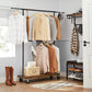 Industrial Rustic Brown Garment Rack on Wheels FredCo