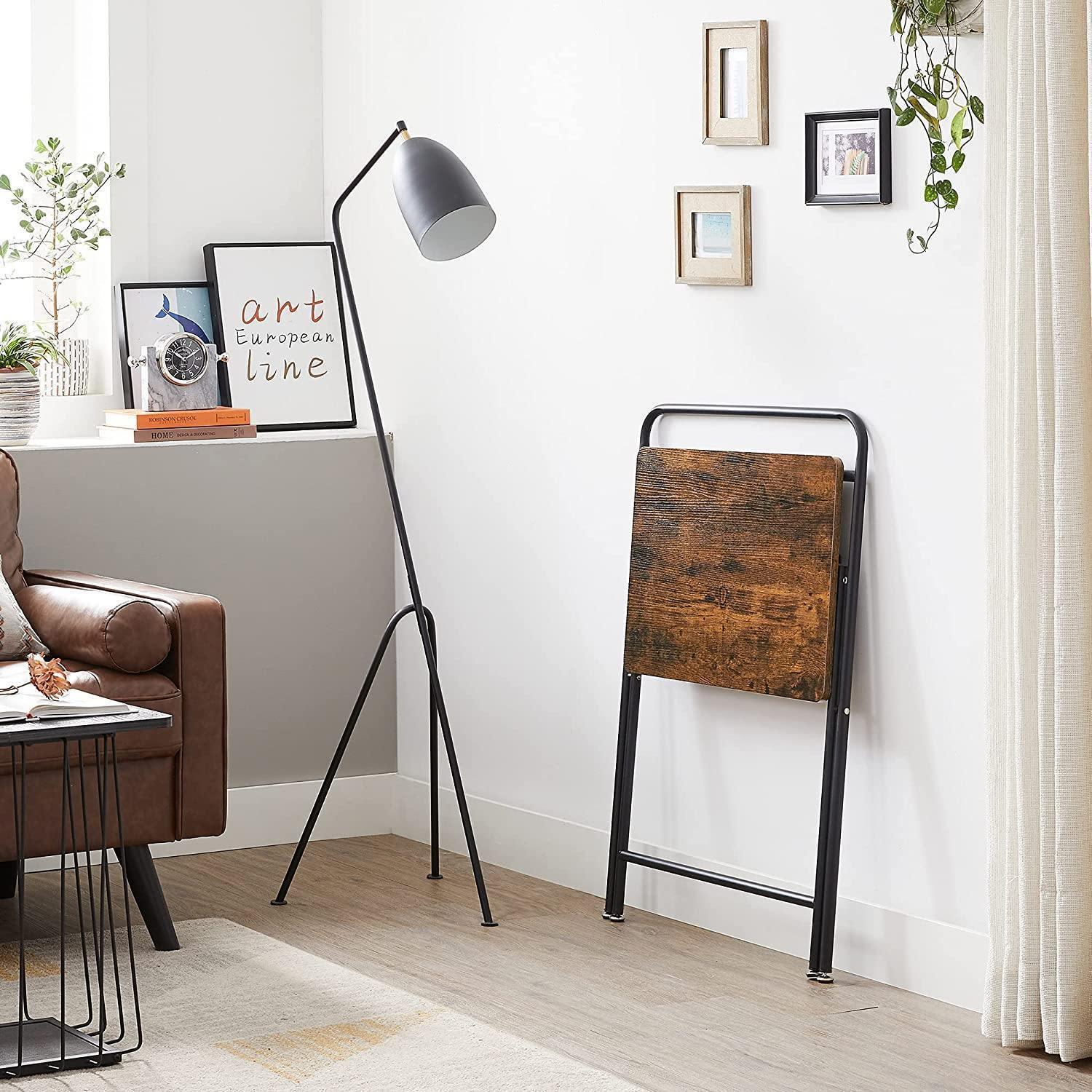 Industrial Rustic Brown Space-saving Folding Side Table FredCo