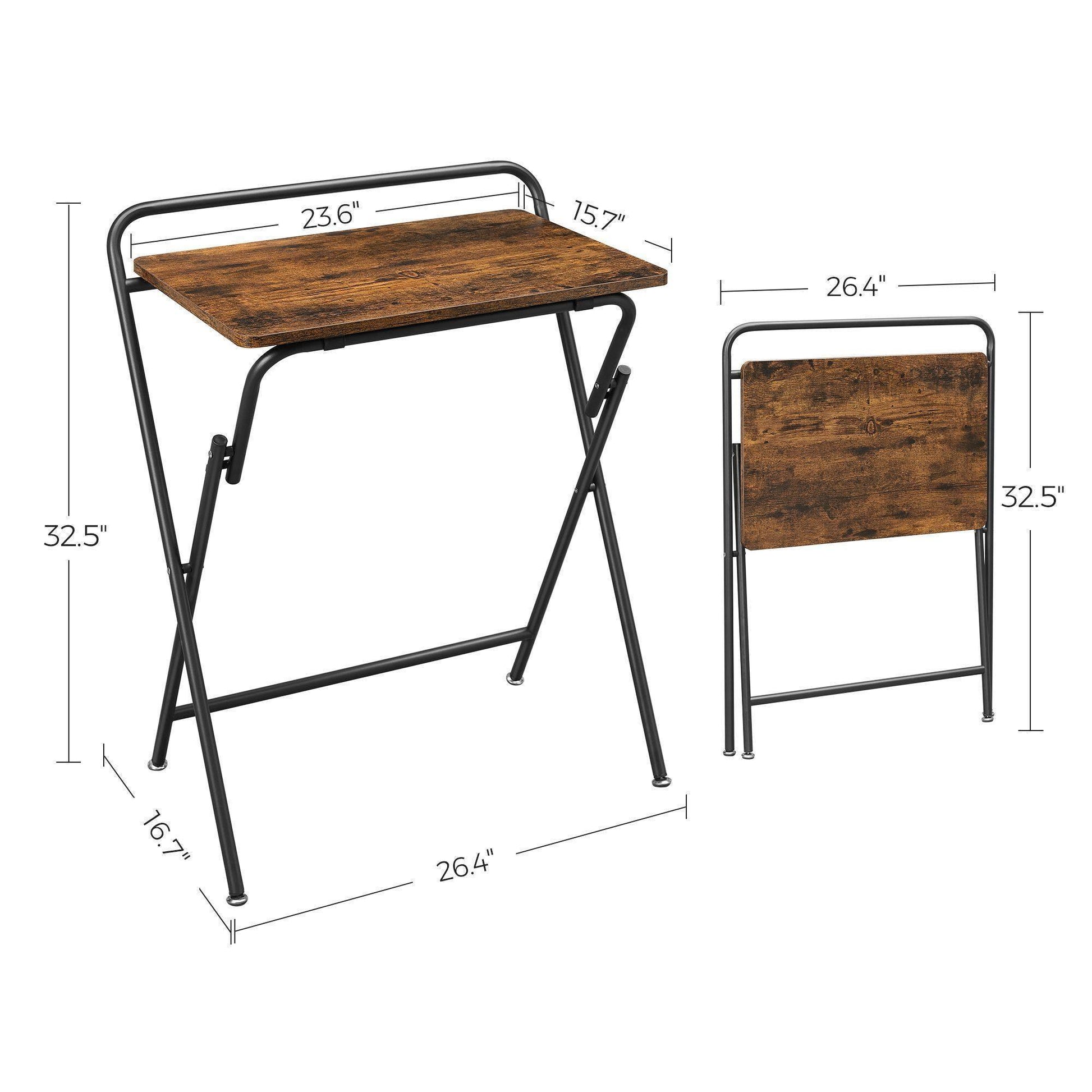 Industrial Rustic Brown Space-saving Folding Side Table FredCo