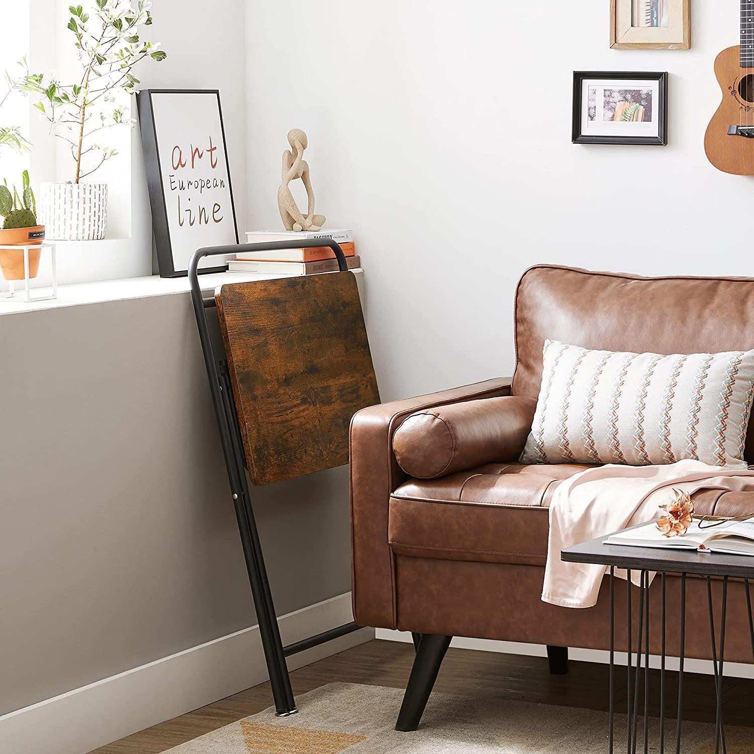 Industrial Rustic Brown Space-saving Folding Side Table FredCo