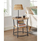 Industrial Side Table Round Walnut and Black FredCo