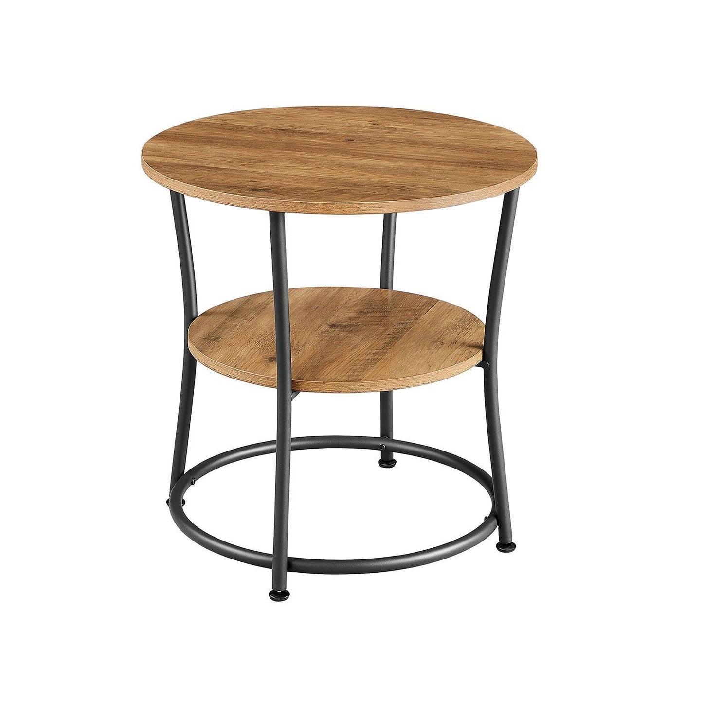 Industrial Side Table Round Walnut and Black FredCo