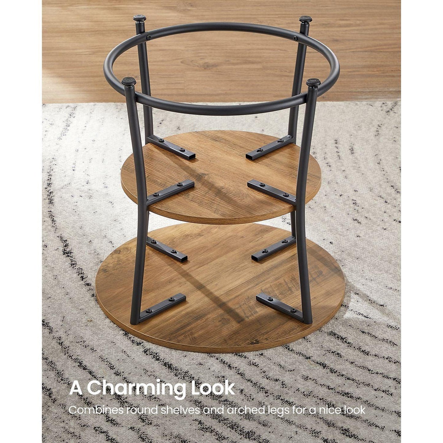 Industrial Side Table Round Walnut and Black FredCo