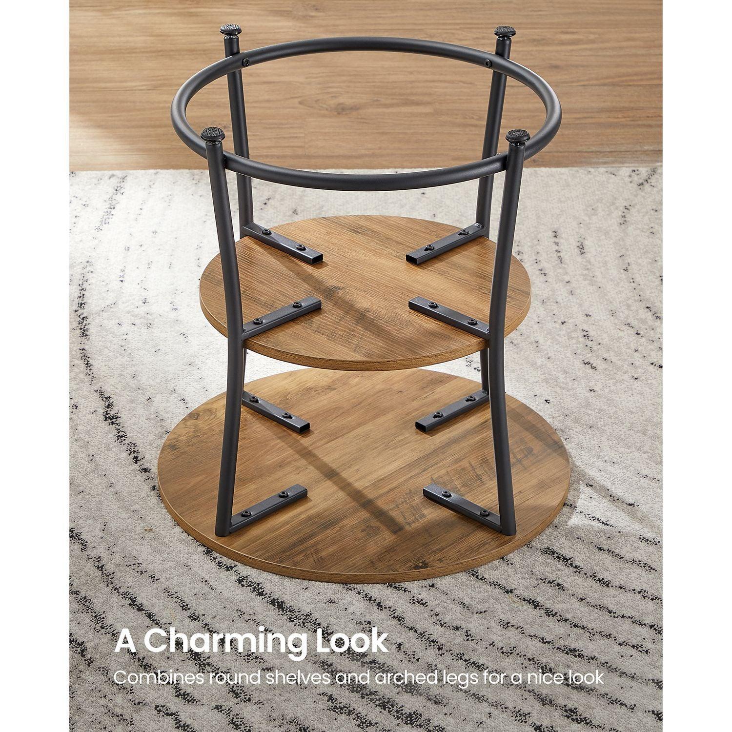 Industrial Side Table Round Walnut and Black FredCo