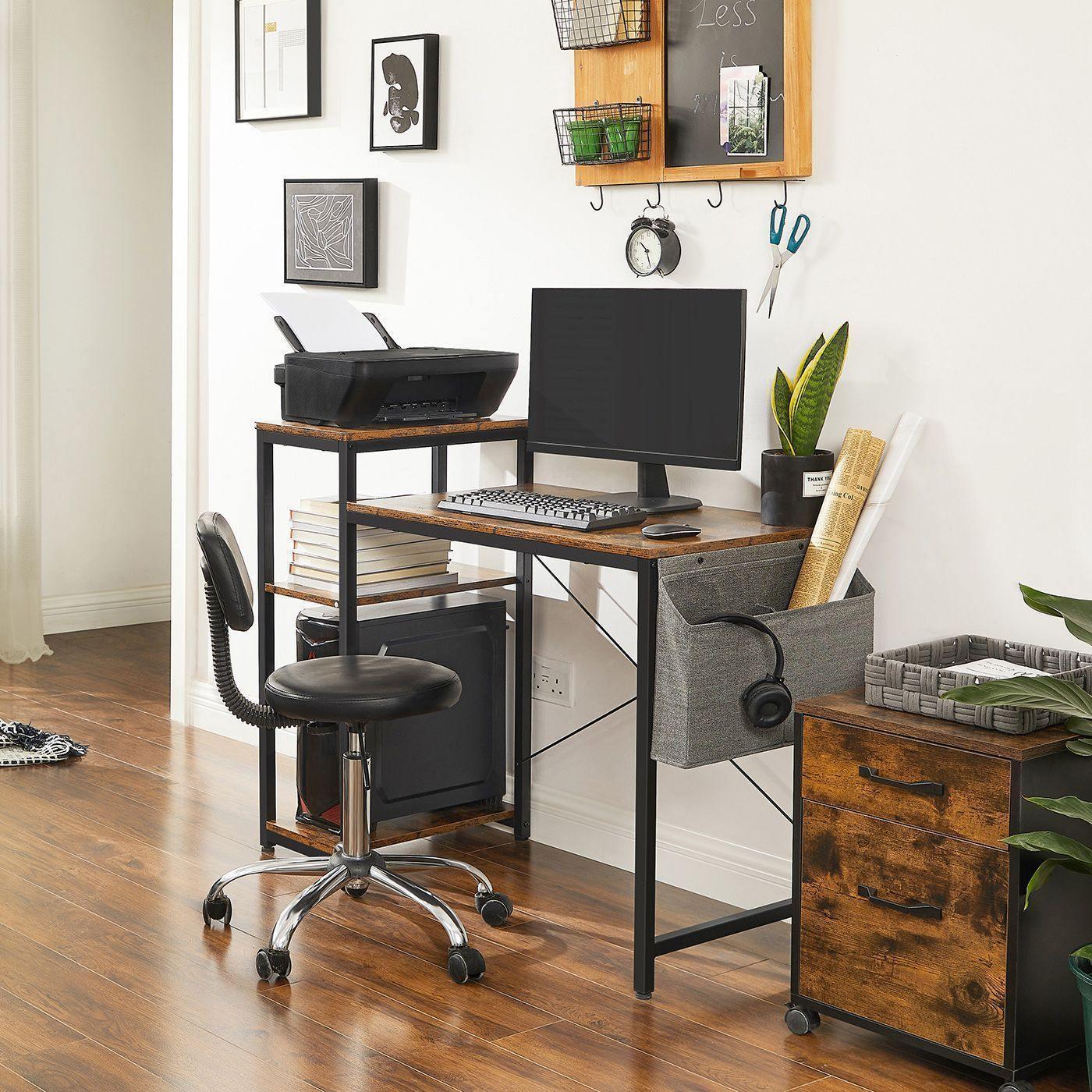 Industrial Writing Desk with Shelves & Storage Bag FredCo