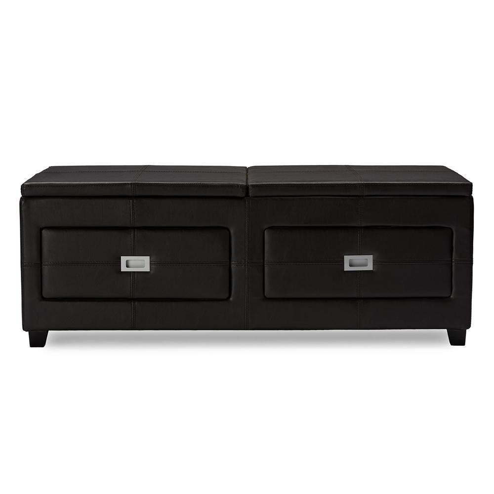 Indy Modern and Contemporary Functional Lift-top Cocktail Ottoman Table with Storage Drawers and Tray FredCo