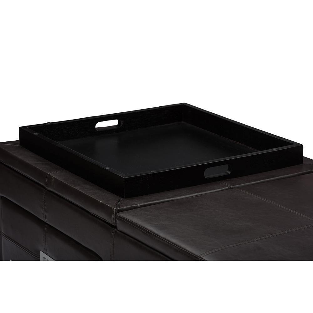 Indy Modern and Contemporary Functional Lift-top Cocktail Ottoman Table with Storage Drawers and Tray FredCo