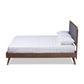 Ines Mid-Century Modern Dark Grey Fabric Upholstered Walnut Brown Finished Wood Queen Size Platform Bed FredCo