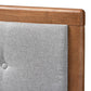 Ines Mid-Century Modern Light Grey Fabric Upholstered Walnut Brown Finished Wood Queen Size Platform Bed FredCo