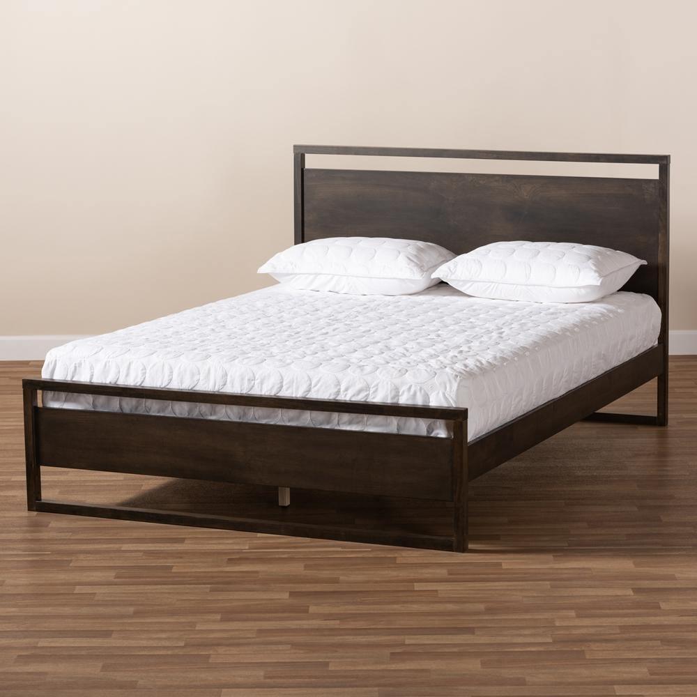 Inicio Modern and Contemporary Charcoal Brown Finished Wood Queen Size Platform Bed FredCo