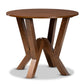 Irene Modern and Contemporary Walnut Brown Finished 35-Inch-Wide Round Wood Dining Table FredCo