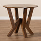 Irene Modern and Contemporary Walnut Brown Finished 35-Inch-Wide Round Wood Dining Table FredCo