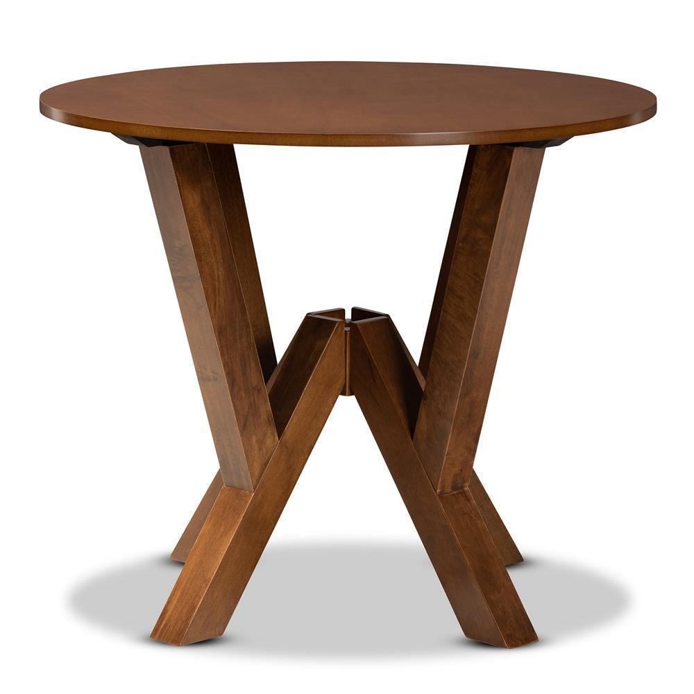 Irene Modern and Contemporary Walnut Brown Finished 35-Inch-Wide Round Wood Dining Table FredCo