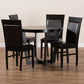 Irma Modern and Contemporary Dark Brown Faux Leather Upholstered and Dark Brown Finished Wood 5-Piece Dining Set FredCo